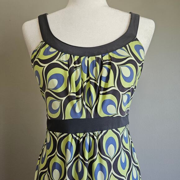 Ambrielle Dress Size Large Sleeveless Scoop Neck Peacock Print Retro Y2K Stretch - Picture 2 of 9